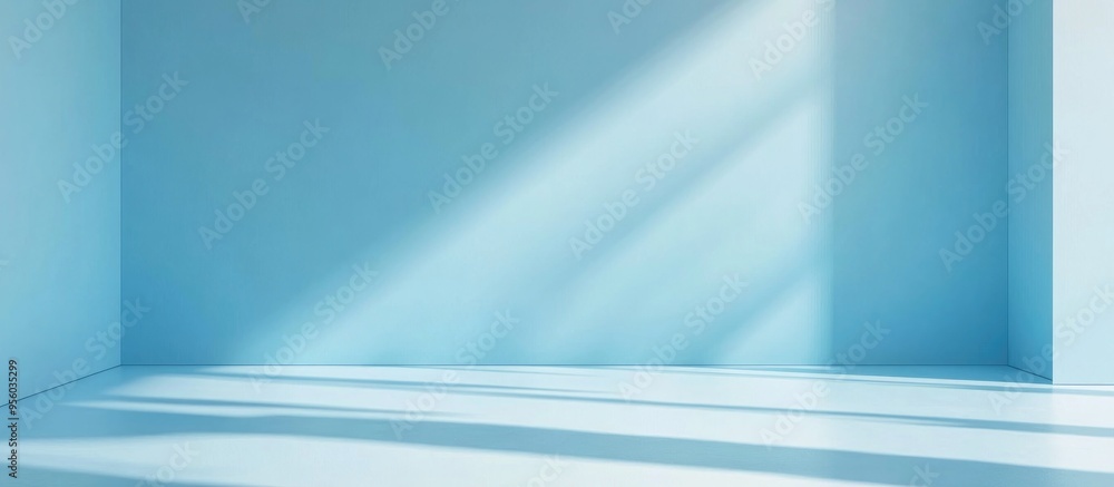 Poster Light blue backdrop with matching floor ideal for product mockup presentation 3D rendering