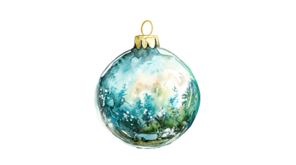 Watercolor christmas ornament christmas on transparent background, png	