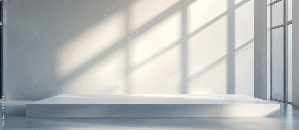 Poster Empty room design platform blank product display blurred background 3D rendering