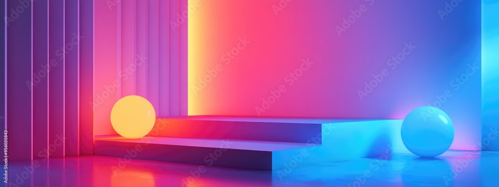 Poster minimal geometric shape scene 3d rendering