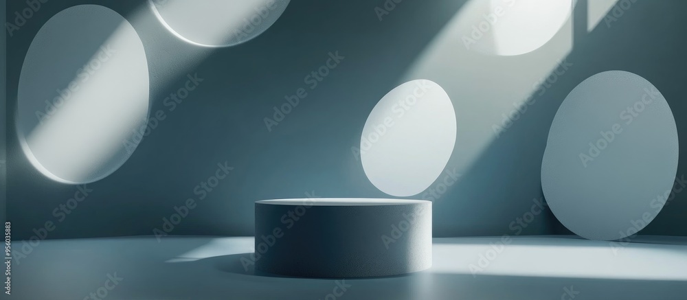 Poster Minimalist abstract background with a pedestal 3D illustration and rendering