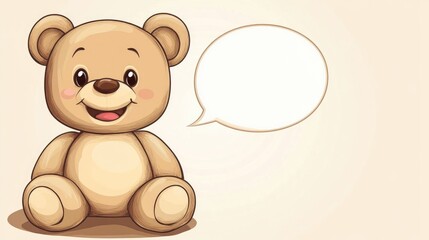 Cartoon teddy bear featuring a speech bubble