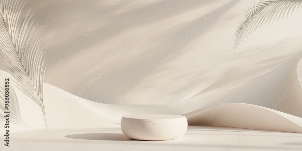 Poster minimalist abstract background with pedestal featuring 3d illustration and rendering