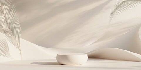 Minimalist abstract background with pedestal featuring 3D illustration and rendering