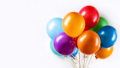 Bunch of bright balloons isolated on white background