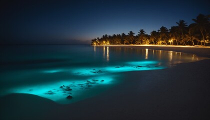 Obraz premium Bioluminescent Beaches (Various locations): Some beaches around the world, like Mosquito Bay in Vieques, Puerto Rico,