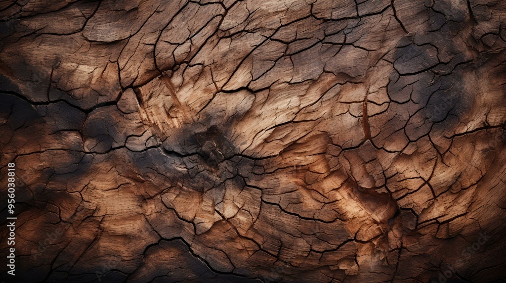 Poster a close up of a crack in a tree.