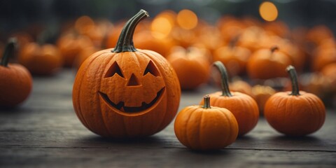 A cheerful orange pumpkin with a smiling face.