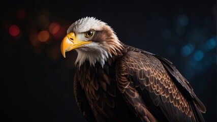 Obraz premium A colorful eagle with a black background.