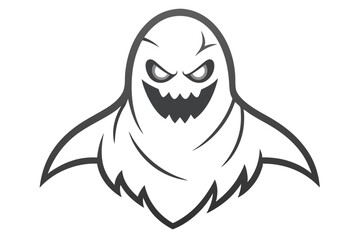 Happy Halloween scary ghost line art vector art illustration isolated on white background