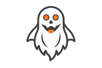 Happy Halloween scary ghost line art vector art illustration isolated on white background