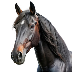 Obraz premium Black horse portrait isolated on transparent background