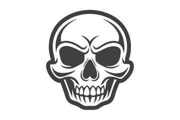 Vector skull line art illustration on white background