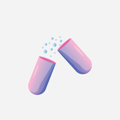 flat of capsul medicine on white background