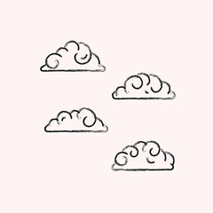 handdrawn cloud illustration set