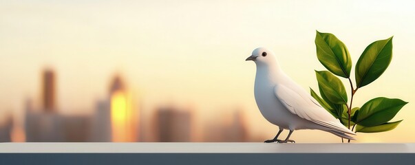 Obraz premium Green City, Urban Bird Watching, 3D illustration