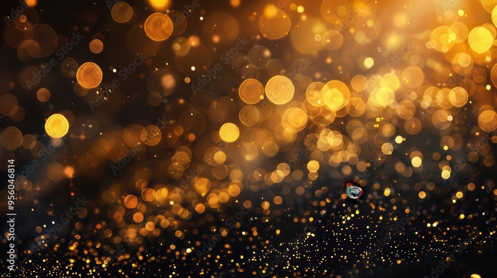 Wall mural golden bokeh blurred light abstract background magic concept