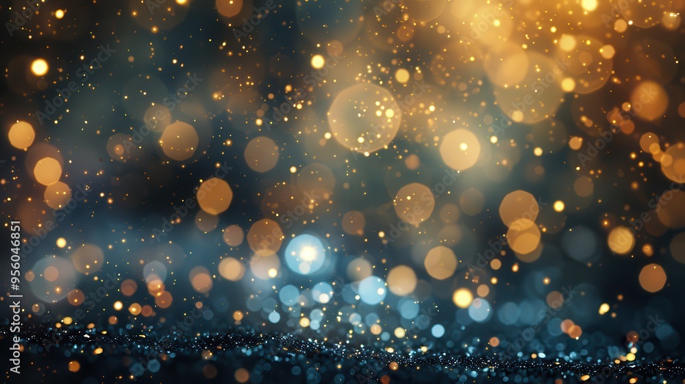 Wall mural golden bokeh blurred light abstract background magic concept