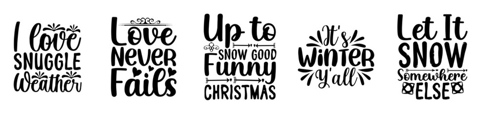 Vibrant Winter Bundle Calligraphy, Typography Collection Vector Illustration for Decal, Label, Social Media Post