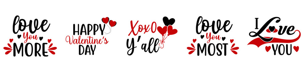 Vibrant Valentines Bundle Calligraphic Lettering, Typography Pack Vector Illustration for Advertisement, Announcement, Stationery