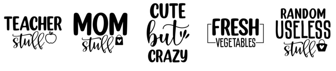 Cute Tote Bag Design Bundle Quotes, Invitation Pack Vector Illustration for Gift Card, Stationery, Banner