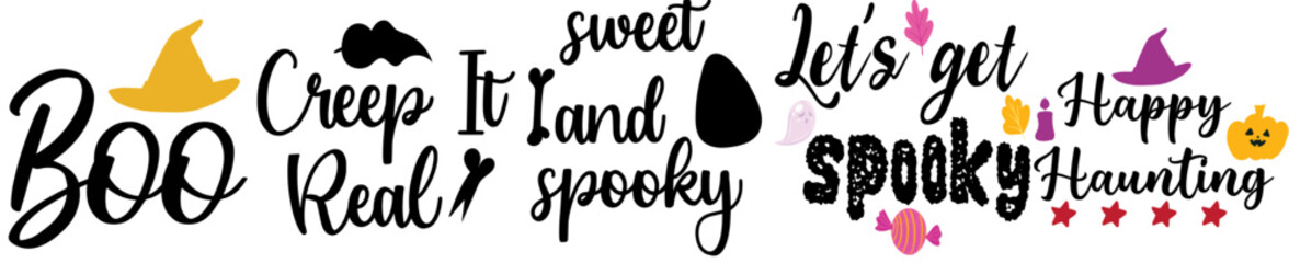 Simple The Big Halloween Bundle Inscriptions, Typographic Emblems Bundle Vector Illustration for Brochure, Label, Logo