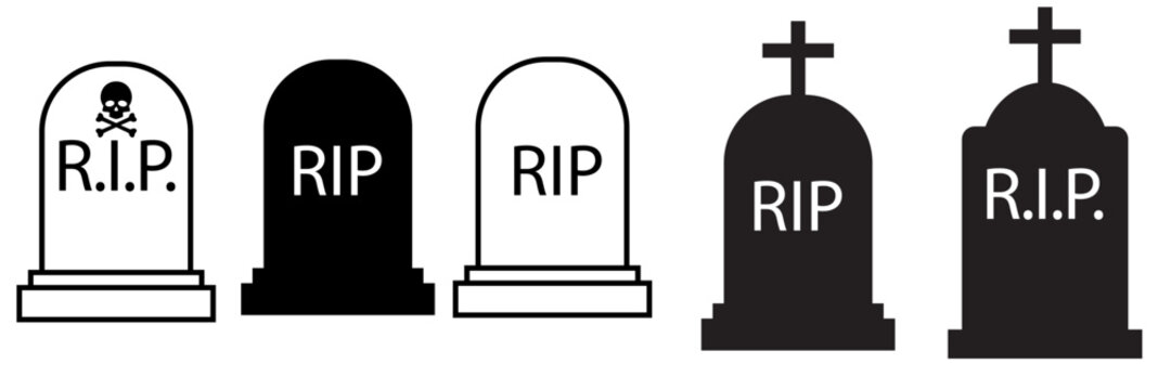 Classic Tombstone Bundle Headstone Rip Quotes, Typographic Emblems Pack Vector Illustration for Mug Design, Logo, Bookmark