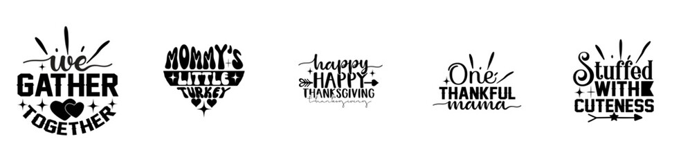 Cute Thanksgiving Bundle Hand Lettering, Calligraphy Set Vector Illustration for Motion Graphics, Label, Advertisement