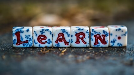 Fototapeta premium The Word 'Learn' Spelled Out with Dice