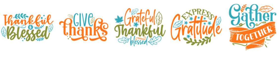 Minimalist Thanksgiving Bundle Trendy Retro Style Illustration, Labels And Badges Set Vector Illustration for Advertising, Advertisement, Presentation