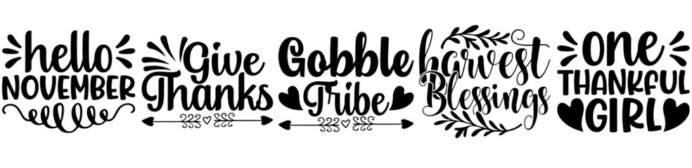 Creative Thanksgiving Mega Bundle Calligraphy, Typographic Emblems Pack Vector Illustration for Sticker, Announcement, Printable