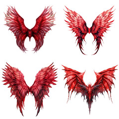 Obraz premium Four Pairs of Crimson Wings in Different Styles