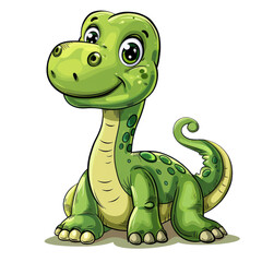 Fototapeta premium A cheerful green dinosaur character, ideal for children's illustrations and playful designs.