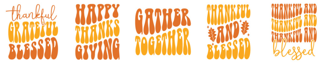 Minimalist Retro Thanksgiving Bundle Labels And Badges, Phrases Bundle Vector Illustration for Advertisement, Packaging, Logo