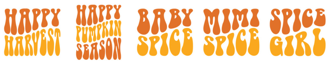 Minimalist Retro Thanksgiving Bundle Hand Lettering, Trendy Retro Style Illustration Pack Vector Illustration for Newsletter, Social Media Post, Presentation