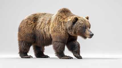 Obraz premium A bear is walking through the snow. The bear is large and has a lot of fur. The snow is white and covers the ground