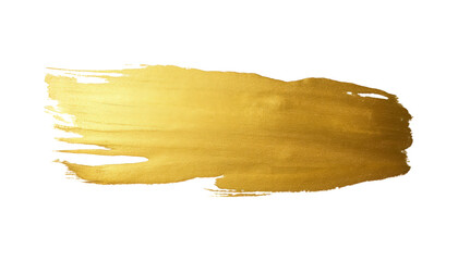 Gold paint brush stroke on white background. Ideal for luxury branding, artistic designs, elegant invitations, and creative graphic projects