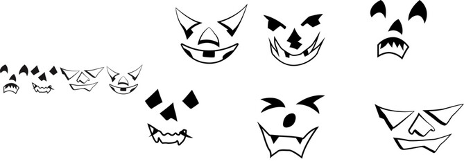 Colourful Pumpkin Face Vector Illustration Inscriptions, Hand Lettering Set Vector Illustration for Book Cover, Printable, Announcement