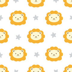 cute lion and star seamless pattern design for background, wallpaper, textile design, fabric, blanket, blanket for kids, card, wrapping paper, notebook , diary cover, tile design, decoration and etc.