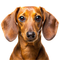 Brown dachshund dog portrait isolated on transparent background