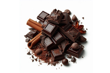 Multiple empty chocolates stacked on a white background.