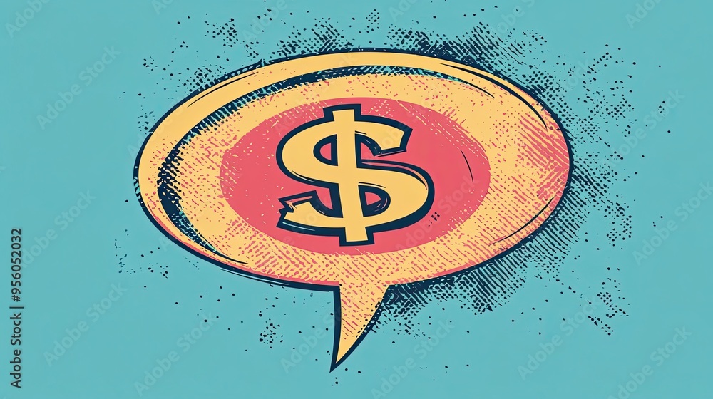 Poster speech bubble with dollar sign in retro style