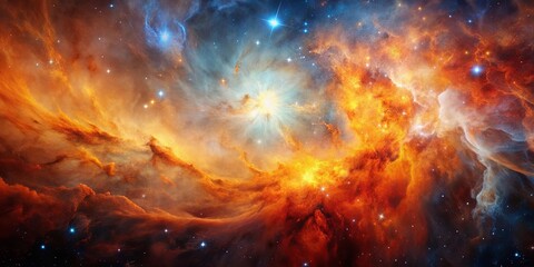 Vibrant nebula in deep space with stunning orange hues