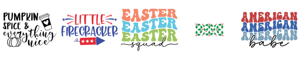 Modern Holiday Mega Bundle Typographic Emblems, Inscriptions Pack Vector Illustration for Flyer, Brochure, Logo