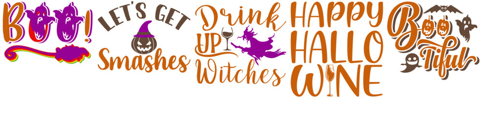 Modern Halloween Unique Tshirt Bundle Inscriptions, Invitation Bundle Vector Illustration for Announcement, Advertisement, Presentation