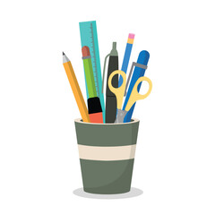 School supplies stationery in cup container