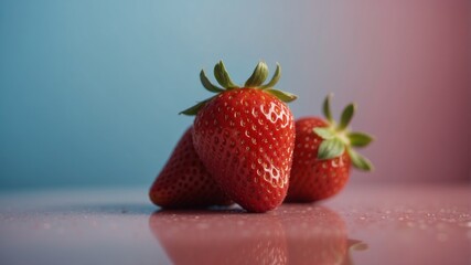 strawberry with sunglasses on the abstract background.