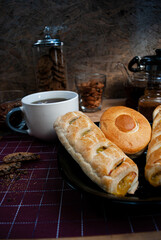breakfast with coffee and croissant