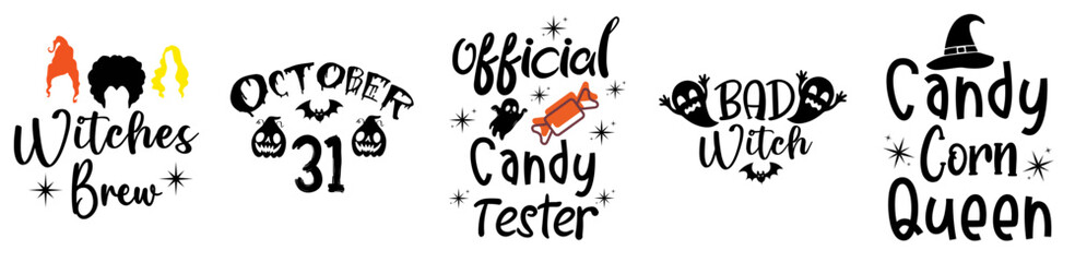 Vibrant Halloween Bundle Phrases, Inscriptions Bundle Vector Illustration for Logo, T-Shirt Design, Advertisement