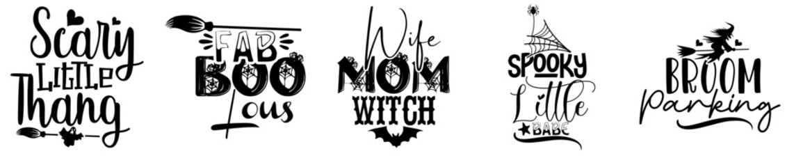 Creative Halloween Bundle Trendy Retro Style Illustration, Labels And Badges Bundle Vector Illustration for Packaging, Newsletter, Mug Design